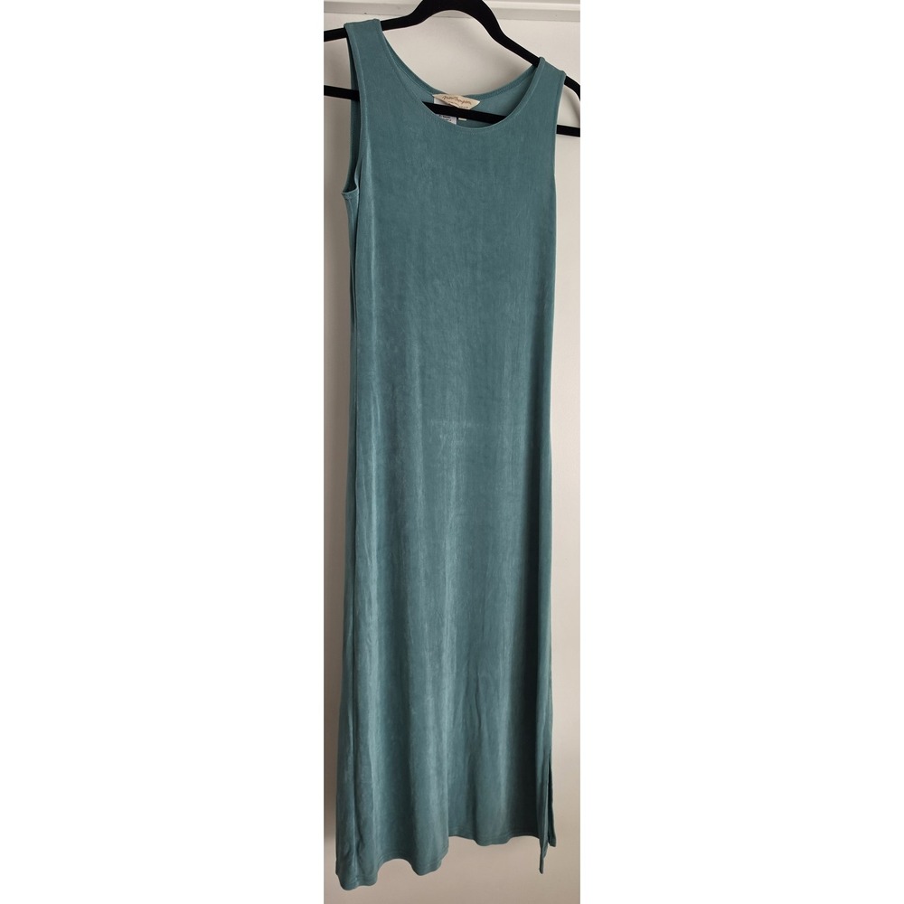 Norm Thompson Maxi Dress XS/P Teal Sleeveless Round Neck Solid Sundress Gown